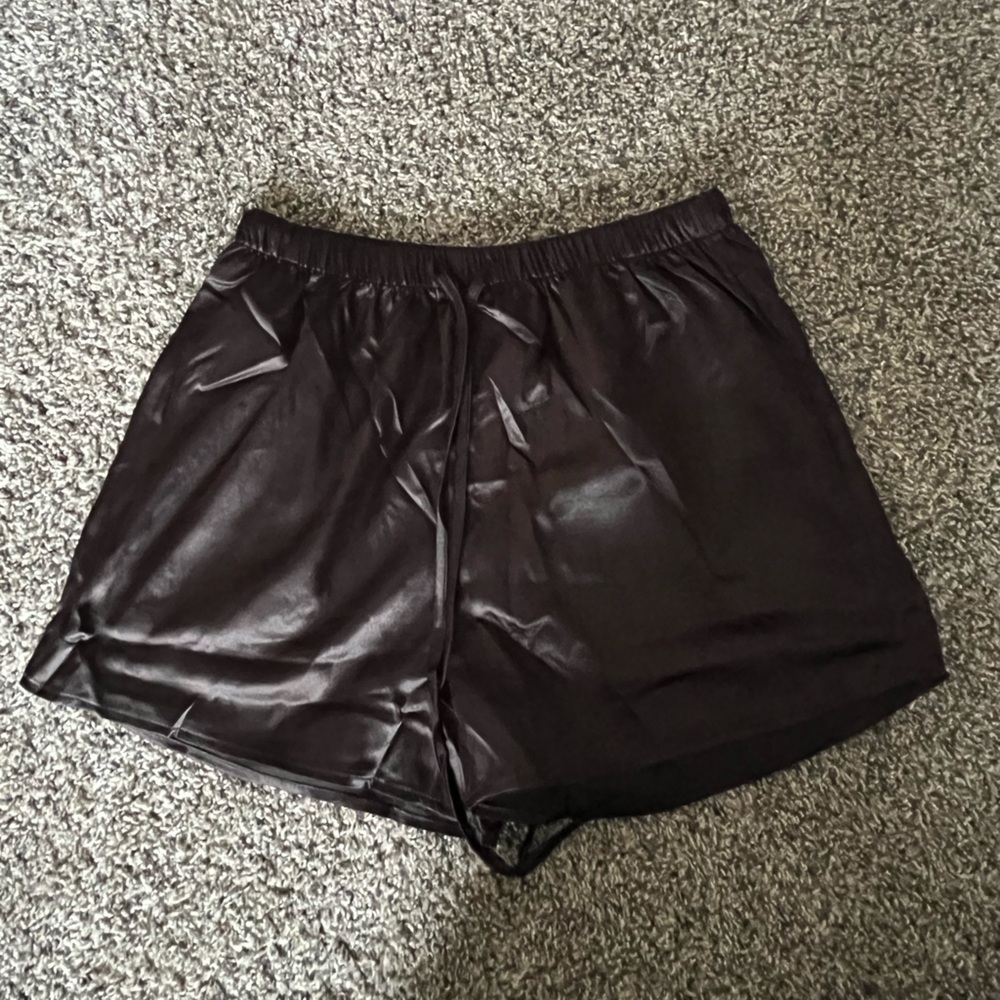 Women's Satin Black Lounge Shorts